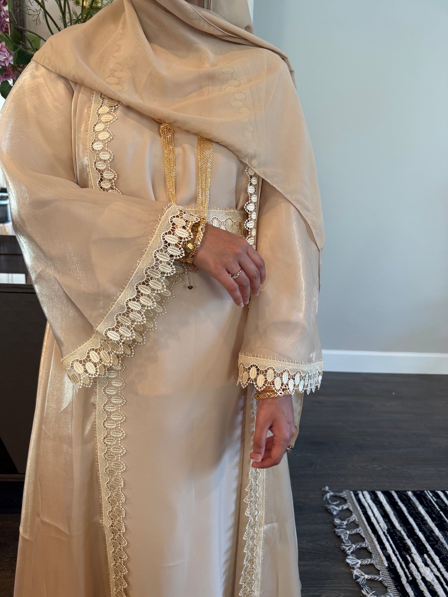 Layla Organza Abaya in Gold