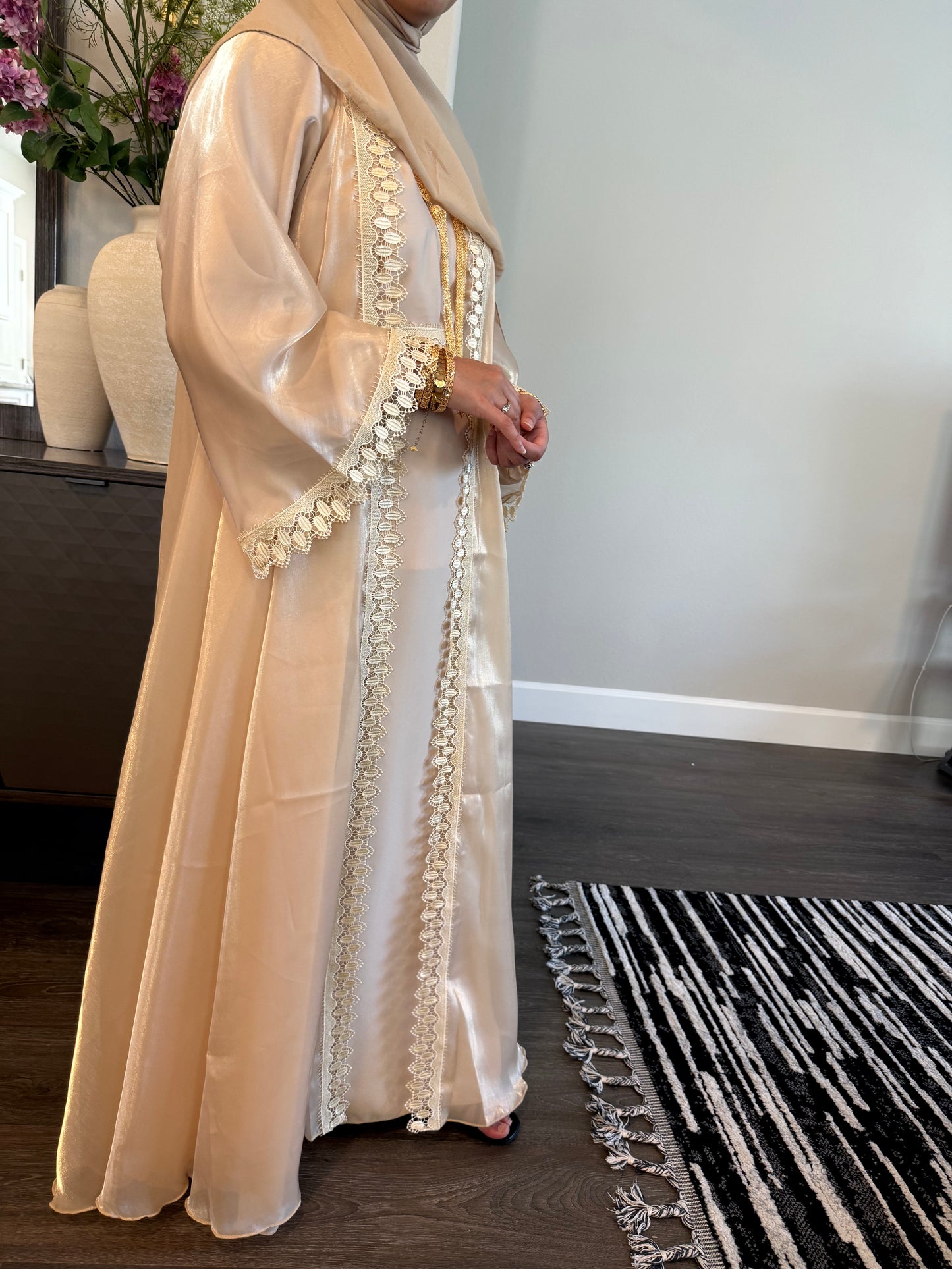 Layla Organza Abaya in Gold