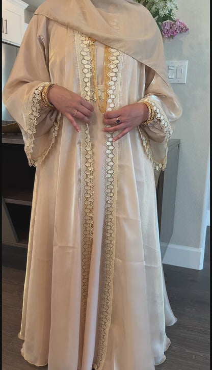 Layla Organza Abaya in Gold